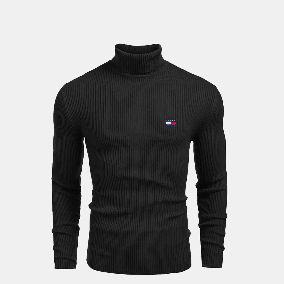 TH Turtleneck Cable-Knit Wool Sweater