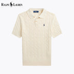 RL Cable-Knit Cotton Polo-Collar Sweater