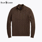 RL Chunky Cable-Knit Cotton Quarter-Zip Sweater