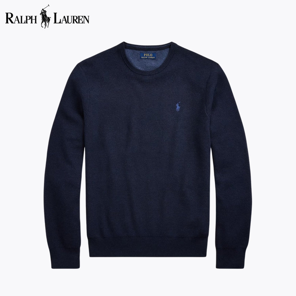 RL Mesh-Knit Cotton Crewneck Sweater