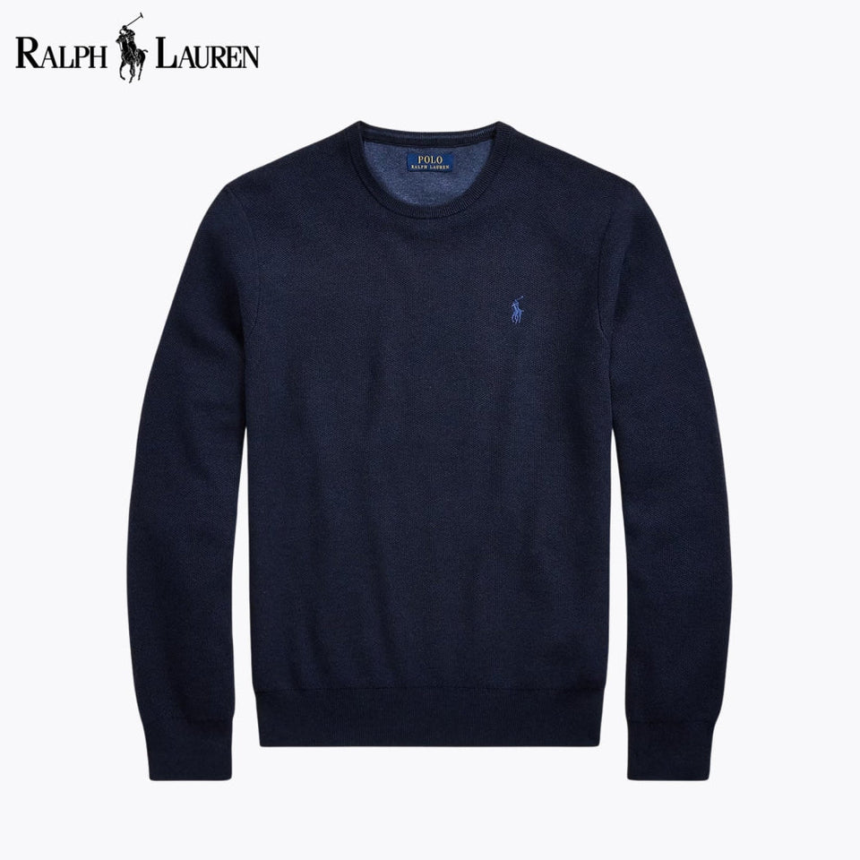RL Mesh-Knit Cotton Crewneck Sweater