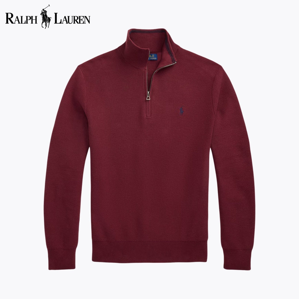 RL Mesh-Knit Cotton Quarter-Zip Sweater