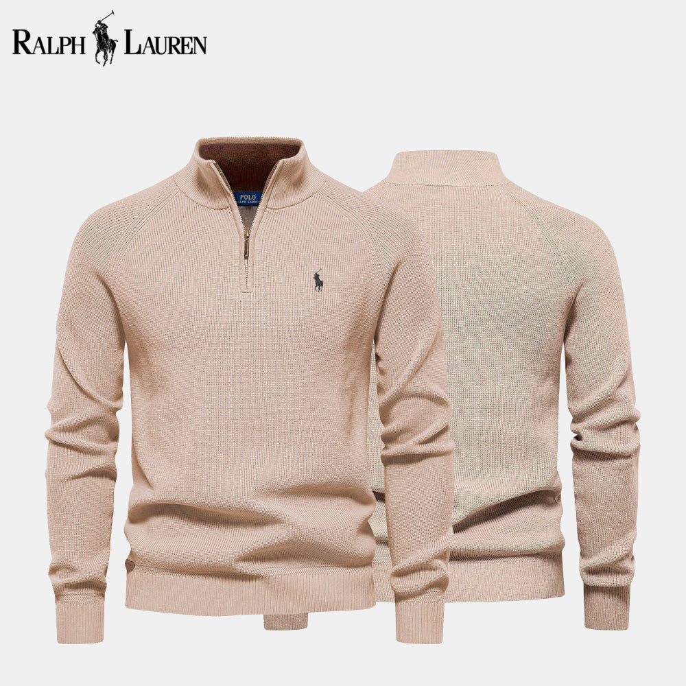 RL Zip Cable-Knit Wool Knit Sweater