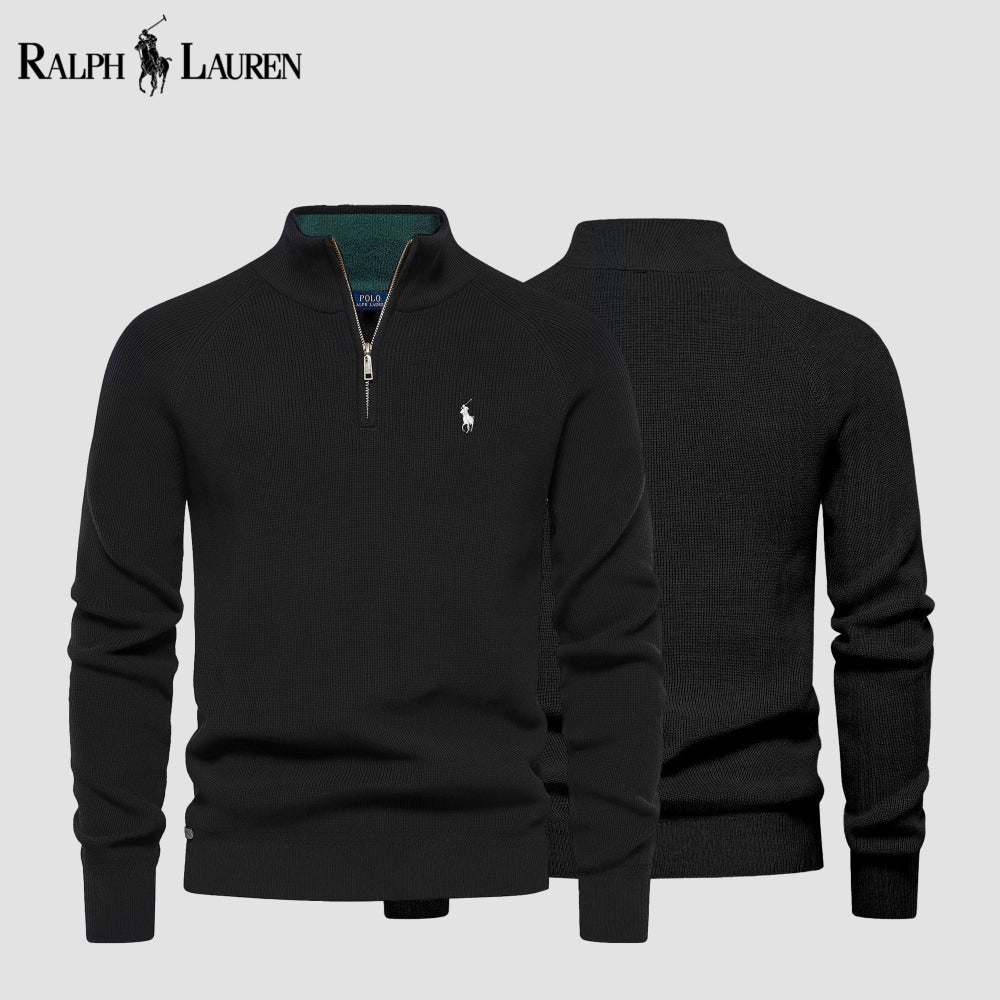 RL Zip Cable-Knit Wool Knit Sweater