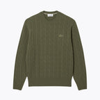 LC Cable Knit Carded Wool Crew Neck Sweater